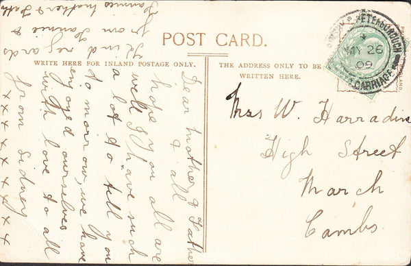 94518 RAILWAYS. 1909 post card of Whaplode to March, Cambs.
