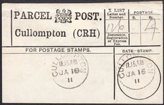 94531 - PARCEL POST LABEL/DEVON. 1911 label Cullompton (CR...
