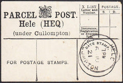 94538 - PARCEL POST LABEL/DEVON. 1921 label (crease) Hele ...