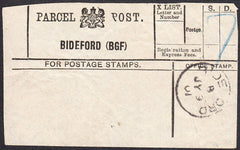 94543 - PARCEL POST LABEL/DEVON. 1901 label BIDEFORD (BGF)...
