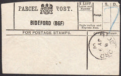94543 - PARCEL POST LABEL/DEVON. 1901 label BIDEFORD (BGF)...