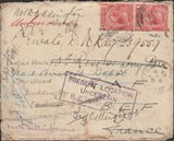 94579 1919 UNDELIVERED MAIL DARLINGTON (DURHAM) TO B.E.F. IN FRANCE, RETURNED TO VARIOUS 'DODDINGTON'S' IN THE UK.