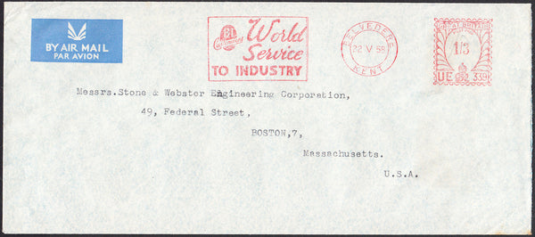 94607 - 1958 METER MARK/ADVERT/KENT. Large envelope (230x102) Belvedere Kent t...