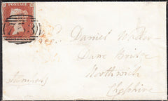 94648 - 1846 SUFFOLK/'NEEDHAM MARKET' HAND STAMP(SK268). Mourning envelope Needham Market to Northwich...