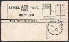 94727 - PARCEL POST LABEL/YORKS. 1904 label SELBY (SFK) wi...