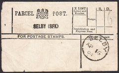 94727 - PARCEL POST LABEL/YORKS. 1904 label SELBY (SFK) wi...