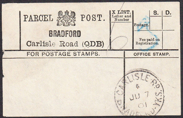 94752 - PARCEL POST LABEL/YORKS. 1901 label BRADFORD/Carli...