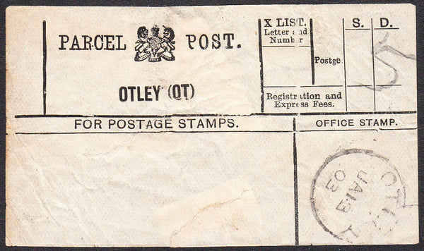94758 - PARCEL POST LABEL/YORKS. 1903 label, repaired tear...