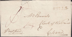 94779 - 1795 MAIL WELLS (SOMS) TO CHARD WITH 'WELLS./S.123' HAND STAMP (SO914).
