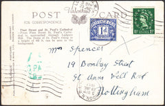 94793 - NOTTS/UNDERPAID POST CARD. 1957 post card London t...