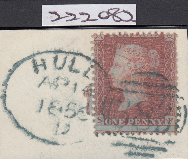 94840 - 1856 HULL SPOON TYPE D (RA42) IN BLUE-GREEN ON PIECE (S...