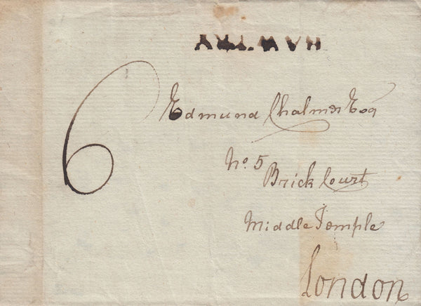 94854 - 1795 YORKS/'BAWTRY' HAND STAMP (YK184)/QUEEN ANNE'S BOUNTY. Wrapper Bawtry to London dated 18th Ma...