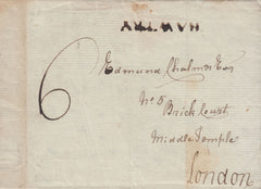 94854 - 1795 YORKS/'BAWTRY' HAND STAMP (YK184)/QUEEN ANNE'S BOUNTY. Wrapper Bawtry to London dated 18th Ma...