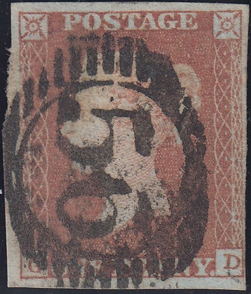 94871 - PL.97 (GD)(SG8). Used 1849 1d pl.97 lettered GD wi...