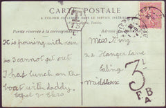94899 - 1904 UNDERPAID MAIL DIEPPE FRANCE TO EALING. Post card ...