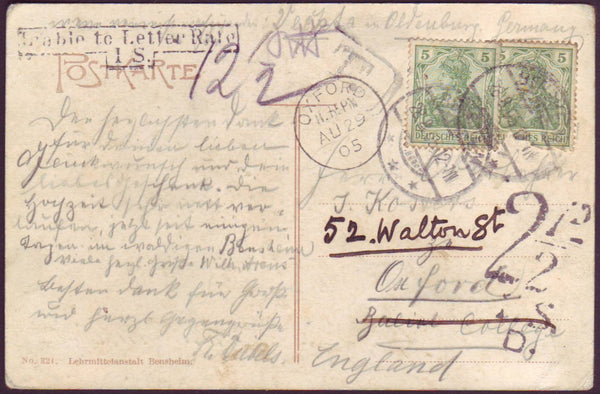 94905 - 1905 UNDERPAID MAIL GERMANY TO OXFORD. Post ...