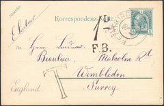 94951 - 1905 UNDERPAID MAIL GERMANY TO WIMBLEDON. 5 h...