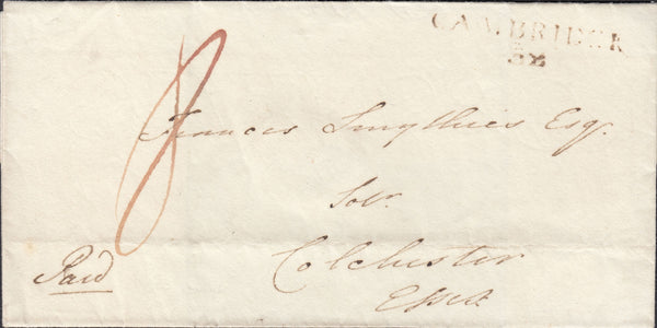 95013 - CAMBS/'CAMBRIDGE 52' MILEAGE MARK. Undated wrapper (1820 watermark) Cambridge ...