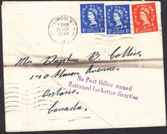 95041 - 1956 envelope Lincoln to Ontario, Canada with Wild...