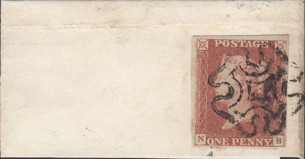 95148 - 1841 1D RED PL.9 (SG7)(NB). Small piece with a fine 1d red pl. 9 (SG7) lettered NB