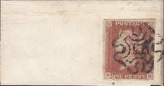 95148 - 1841 1D RED PL.9 (SG7)(NB). Small piece with a fine 1d red pl. 9 (SG7) lettered NB