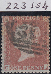 95153 - PL.196 (CJ)(SG22). Good used 1855 die 1 1d pl.196 ...