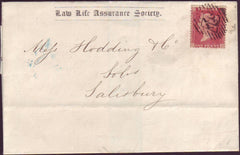 95215 - PL.36 (CD)(SG40). 1857 wrapper London to Salisbury...