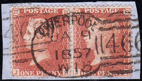 95366 - PL.43 (JK JL)(SG29). Small piece with pair die 2 1...