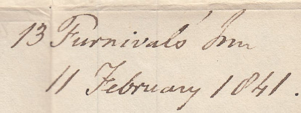 95445 - 1D MULREADY WRAPPER LONDON TO LEEDS WITH VERY EARLY USE BLACK MALTESE CROSS FEBRUARY 11th 1841.