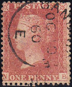 95523 - PL.47 (NB)(SG40) DATED EXAMPLE. Good used 1857 die 2 1d pl.47 ro...