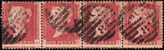 95564 1857 DIE 2 1D PL.36 USED STRIP OF FOUR (SG40)(SA SB SC SD).