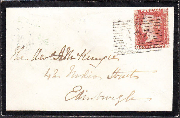 95832 - 1857 mourning envelope Nairn to Edinburgh with die...