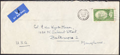 95909 - 1952 MAIL LONDON TO USA 2/6 YELLOW-GREEN (SG509). Large envelope (228 x 103mm) London to Baltim...