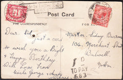 95930 - 1932 UNDERPAID MAIL. Post card used locally in Not...