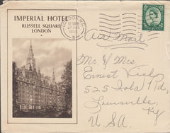 95933 - 1956 ADVERTISING/HOTEL. Envelope London to Kentuck...