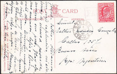 95938 - 1908? PAQUEBOT MAIL TO ARGENTINA. Post card to Argentina with GB KEDVII 1d cancel...