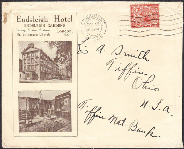 96029 - 1927 ADVERTISING LONDON. Envelope London to Ohio, USA wit...