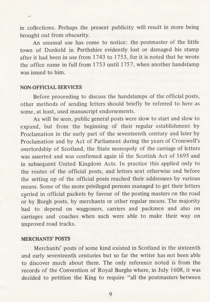 96092 'POSTAL MARKINGS OF SCOTLAND TO 1808' BY BRUCE AUCKL...