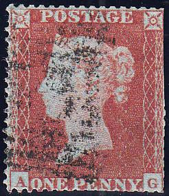 96283 - PL.179 (AG)(SG17). Used 1854 die 1 1d pl.179 lette...