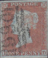 96289 - PL.133 (HD)(SG8). Good used 1852 1d pl.133 (SG8) lettere...