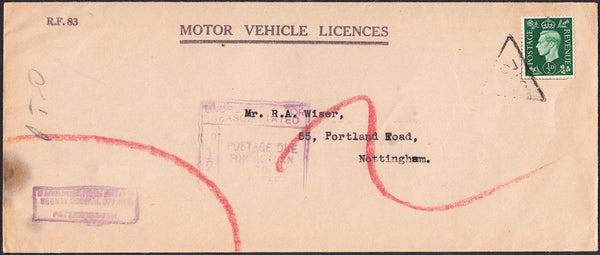 96372 - CIRCA 1938 UNDELIVERED MAIL PETERBOROUGH TO NOTTINGHAM. Large envelope Peterborough...