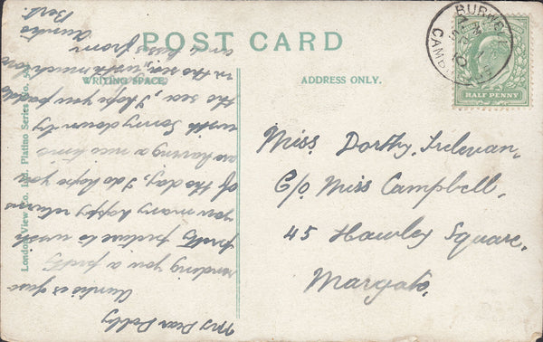 96392 - CAMBS. 1910 post card to Margate with KEDVII ½d ca...