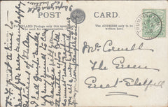 96399 CAMBS. 1908 post card Gonville and Caius College to Great Shelford.