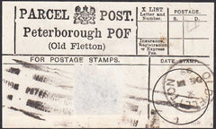 96417 - PARCEL POST LABEL/NORTHANTS. 1909 label Peterborou...