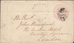 96418 - 1847 CAMBS/'WHITTLESEA' UDC (CB153). 1d pink envelope Peterborough to Londo...