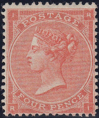 96526 - 1863 4d bright red (SG81). A superb og example let...