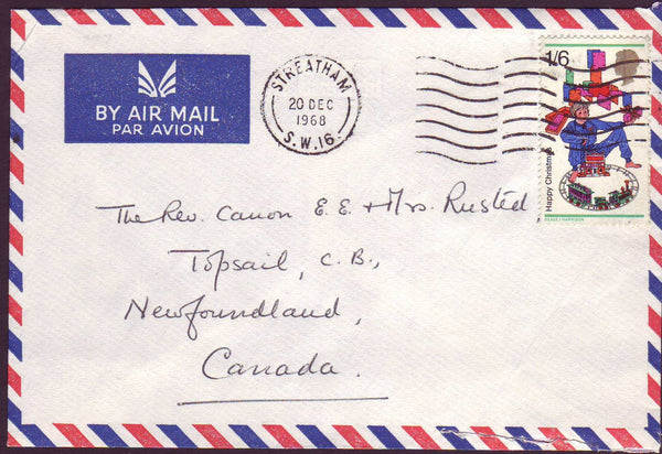 96619 - 1968 MAIL TO NEW FOUNDLAND. Envelope Streatham to ...