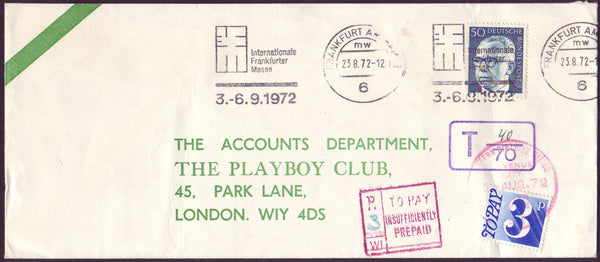 96639 - 1972 UNDERPAID MAIL GERMANY TO THE UK. Large envelope (2...
