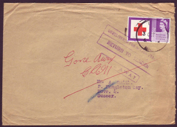 96658 - 1963 UNDELIVERED MAIL. Envelope, some creasing, to...