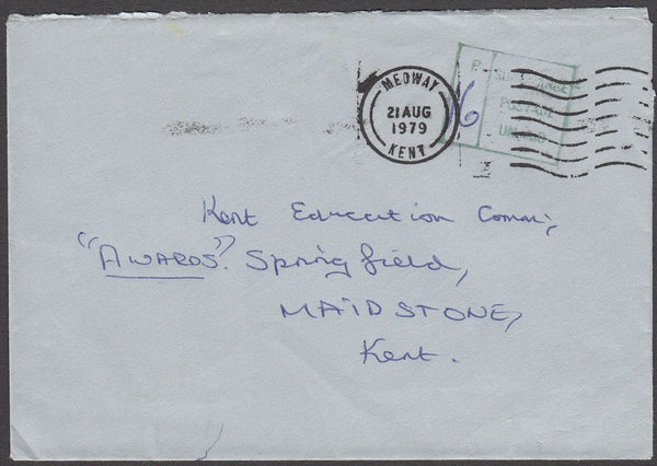 96686 - 1979 UNPAID MAIL. Envelope Medway to Maidstone sen...